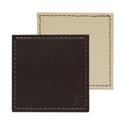 Coaster chocolate brown / cream, artificial leather, set of 4