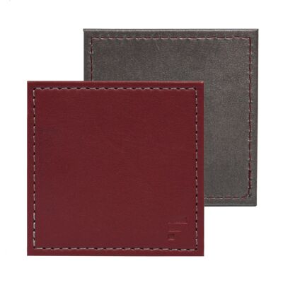 Coaster burgundy / anthracite, synthetic leather, set of 4