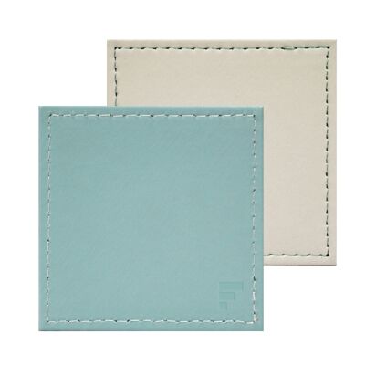 Sous-verre menthe/ivoire, cuir synthétique, lot de 4