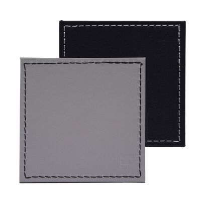 Sottobicchiere grigio/nero, similpelle, set da 4