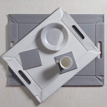 DUO - set de table rectangulaire, gris / blanc 4