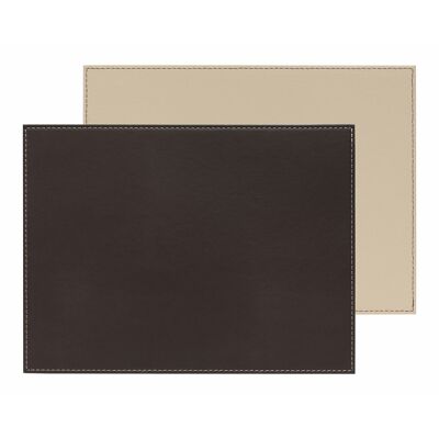 DUO - mantel individual rectangular, marrón chocolate / crema