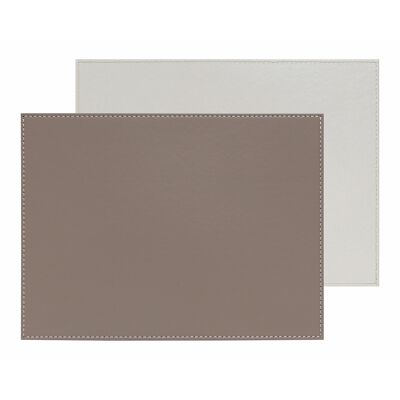 DUO - mantel individual rectangular, taupe / blanco