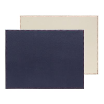 DUO - mantel individual rectangular, azul marino / marfil