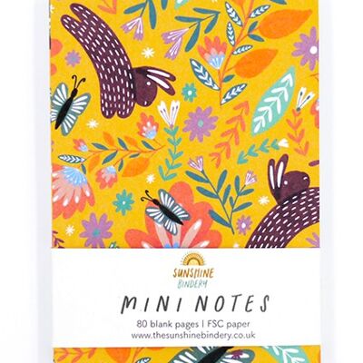 Mini Notes Folk Bunnies A7 Blanko Notizblock
