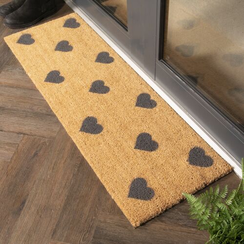 Grey Hearts Patio Doormat
