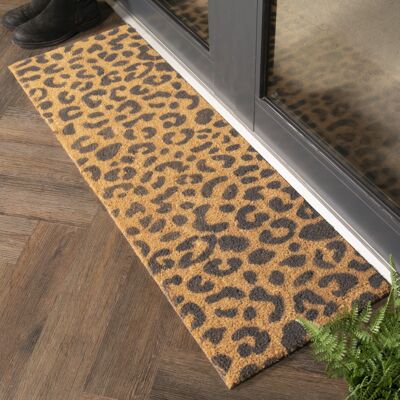 Paillasson de patio gris à imprimé léopard