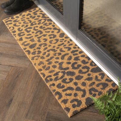 Felpudo de patio con estampado de leopardo gris