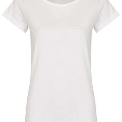 Camiseta orgánica básica cuello redondo (mujer) Nr.2 GOTS (blanco)