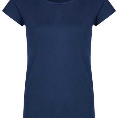 Camiseta orgánica básica de cuello redondo (mujer) Nr.2 GOTS (azul)