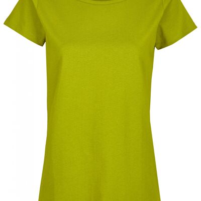 Camiseta orgánica básica de cuello redondo (mujer) Nr.2 GOTS (verde helecho)