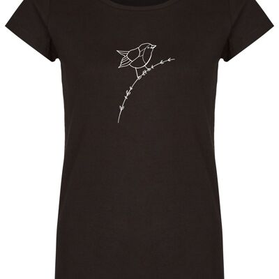 T-shirt bio basique (dames) No.2 robins (noir)