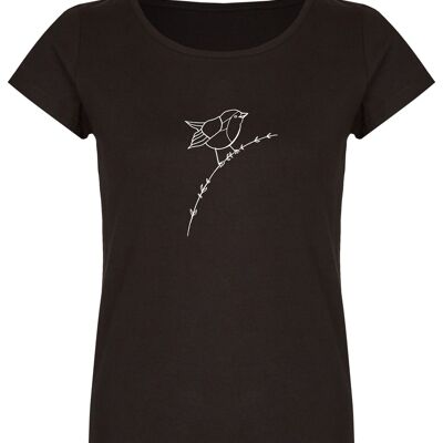 T-shirt bio basique (dames) No.2 robins (noir)