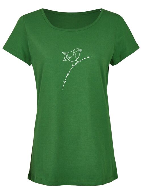 Basic Bio T-Shirt (ladies) Nr.2 Rotkehlchen (Grün)
