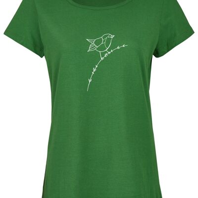 T-shirt basic organica (da donna) n.2 pettirossi (verde)