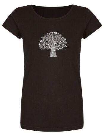 T-shirt bio basique (dames) n°2 tree life (noir)