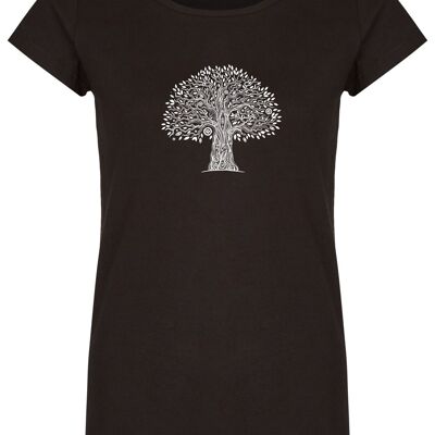 Basic organic T-shirt (ladies) No. 2 tree life (black)