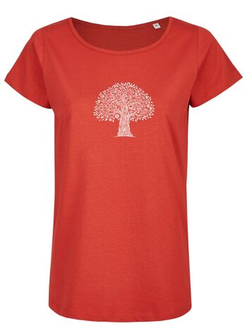 T-shirt bio basique (dames) n°2 tree life (rouge)