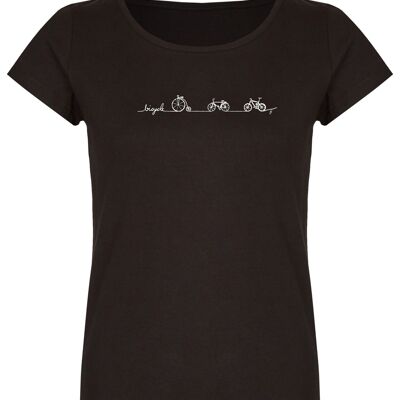 Camiseta Bio básica (mujer) No 2 de la línea de bicicletas (negro)