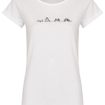 Camiseta Bio básica (mujer) No 2 de la línea de bicicletas (blanco)
