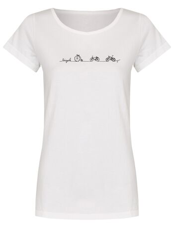 T-shirt Basic Bio (femmes) ligne vélo n°2 (blanc)