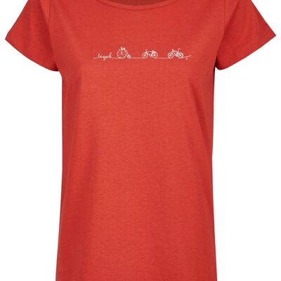 Camiseta Bio básica (mujer) No 2 de la línea de bicicletas (rojo)