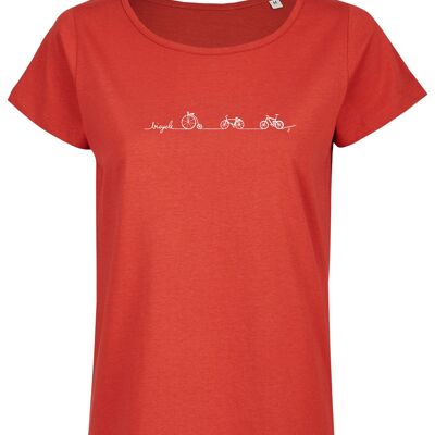 Camiseta Bio básica (mujer) No 2 de la línea de bicicletas (rojo)