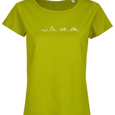 Camiseta Bio básica (mujer) No 2 de la línea de bicicletas (verde helecho)