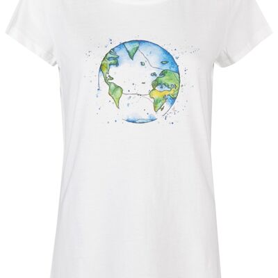 Maglietta basic organica n. 2 (donna) Bubble Earth (bianco)