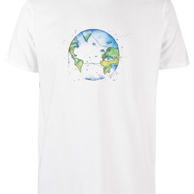 T-Shirt Bio Basic (uomo) Nr.3 Bubble Earth (bianco)