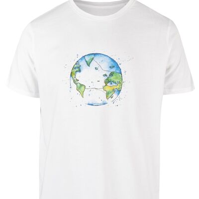 T-shirt bio basique (hommes) Nr.3 Bubble Earth (blanc)
