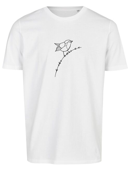 Basic Bio T-Shirt (men) Nr.3 Rotkehlchen (Weiss)