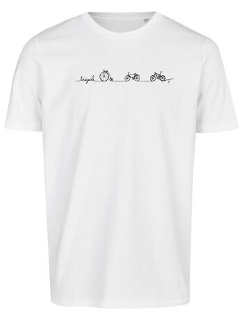 T-shirt bio basique (hommes) No. 3 Bicycle Line (blanc)