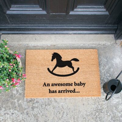 Awesome Baby has Arrived Rocking Horse Doormat