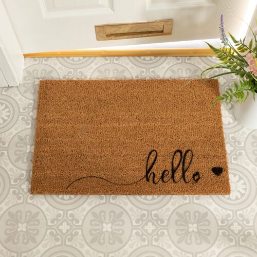 Hello Scribble Heart Doormat