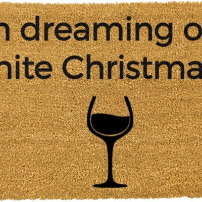 Sueño con un felpudo navideño con vino blanco