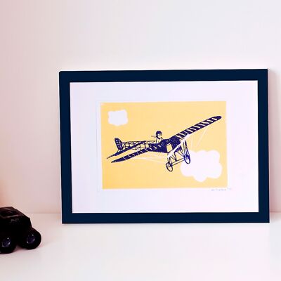 Illustration "Blériot" - Linocut A5