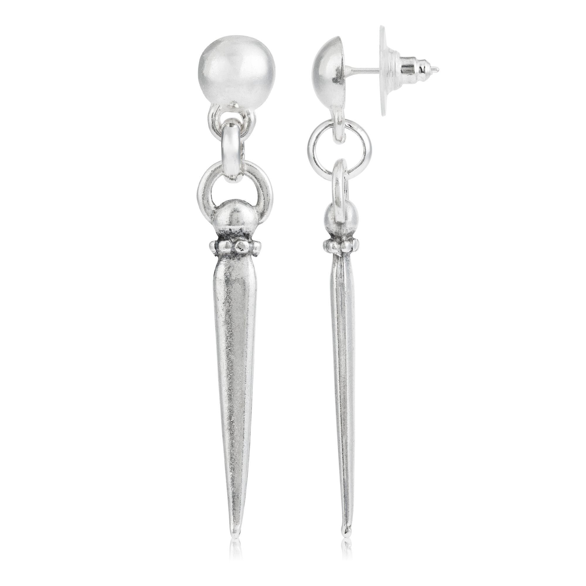Orecchino lungo in argento "ago" in argento placcato argento