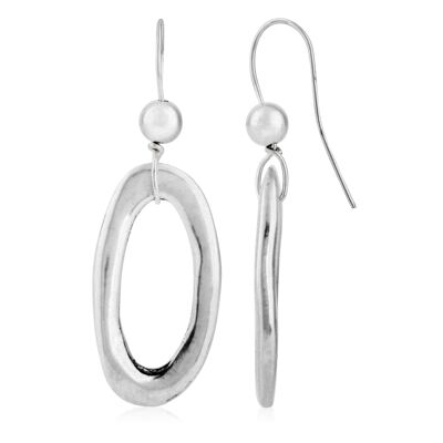 Boucle d'oreille pendante ovale crochet en argent plaqué argent