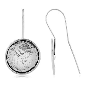 Boucle d'oreille crochet disque en argent plaqué argent 1