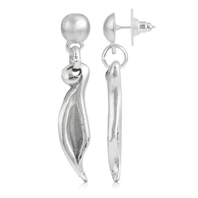 Boucle d'oreille plaqué argent fée feuille d'argent