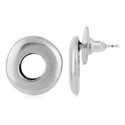 Boucle d'oreille ronde "trou" en argent plaqué argent