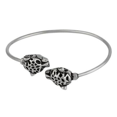 Pulsera ajustable cierre cabeza tigre plata chapado