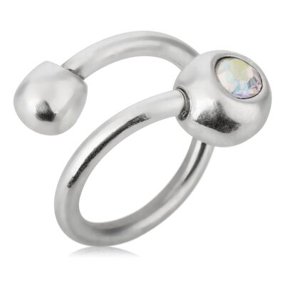 Bague boules en laiton plaqué argent cristal Swarovski
