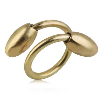 Gloria Mago doppelter tropfenförmiger, goldfarbener, verstellbarer Ring aus Messing und plattiertem Zamak