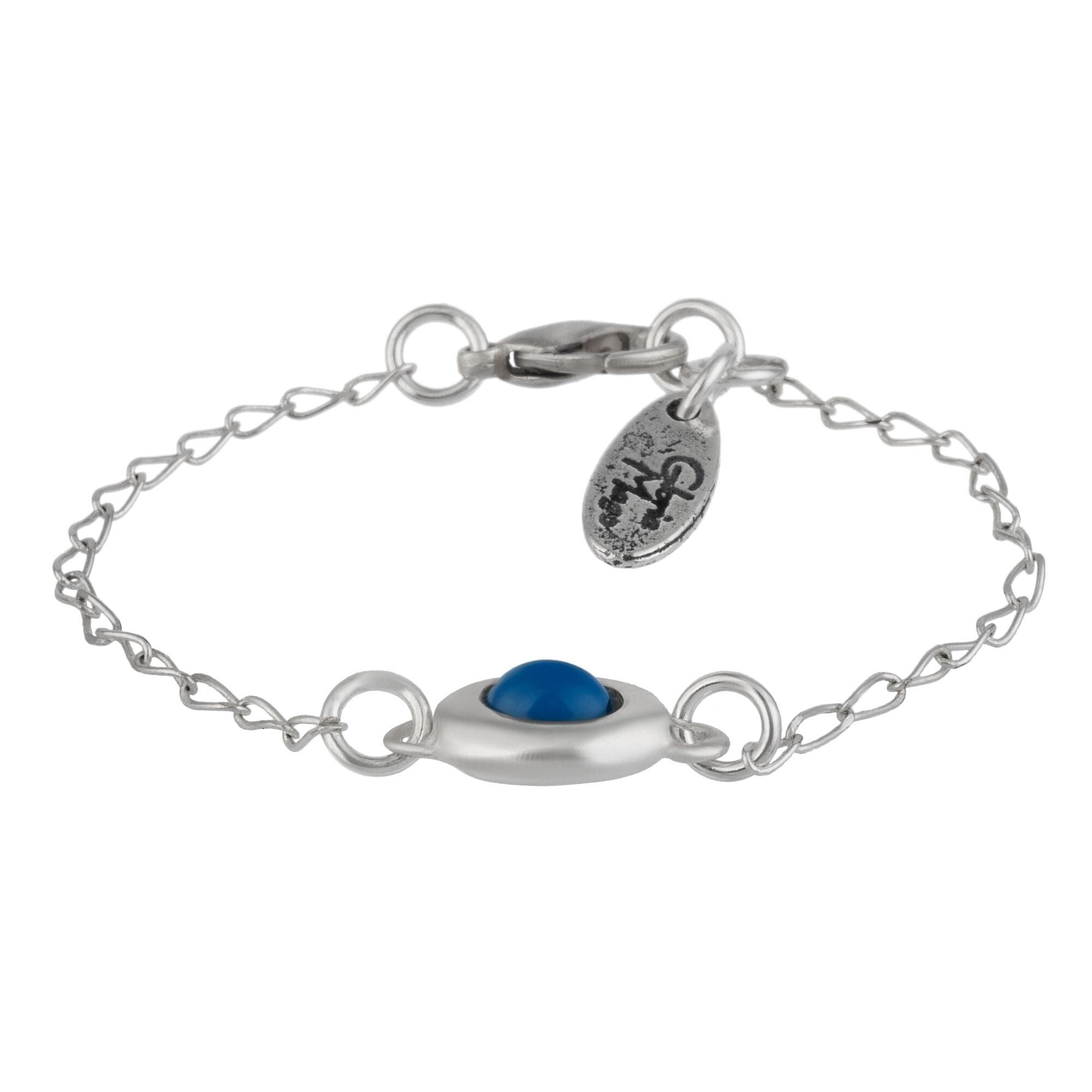 Bracciale in resina blu turchese e catena placcata argento