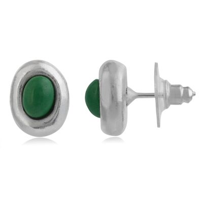 Silber-smaragdharzbeschichteter „Basic“-Ohrring