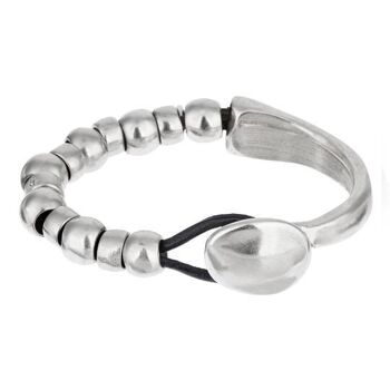 Bracelet argent "Unic" complet plaqué argent et cuir 1