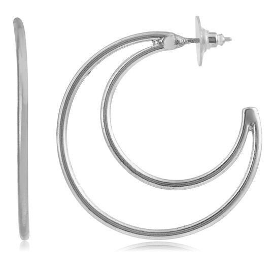 Orecchino a cerchio in argento con doppia luna Gloria Mago