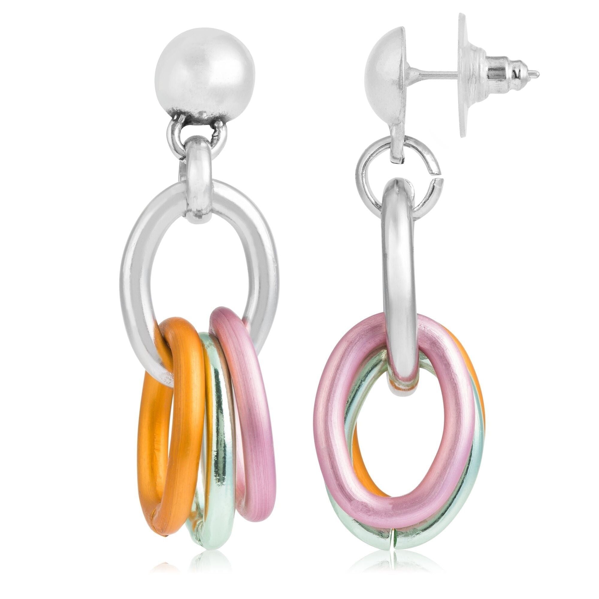 Orecchini pendenti multicolori in argento